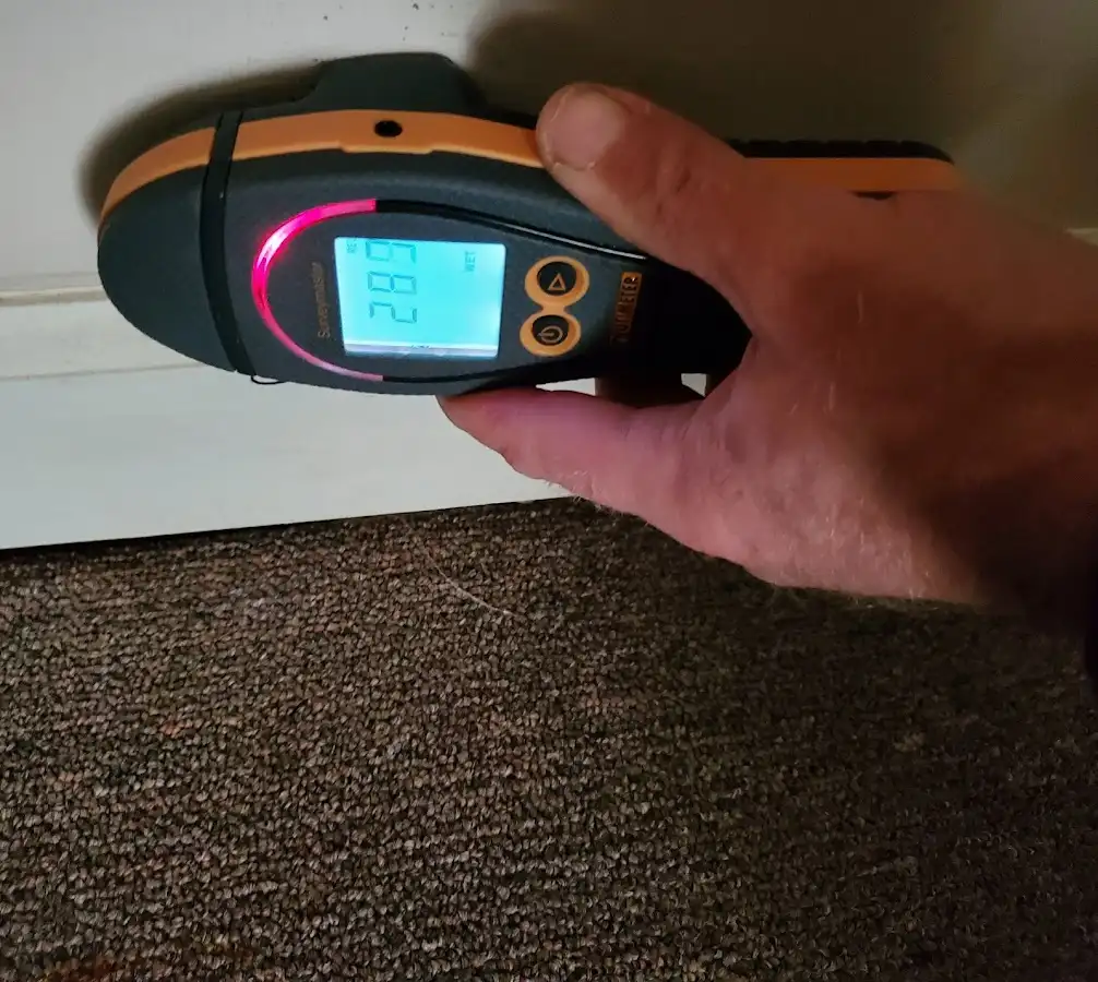 Moisture detection at baseboard during Sewage Cleanup & Sanitation in Sioux Center